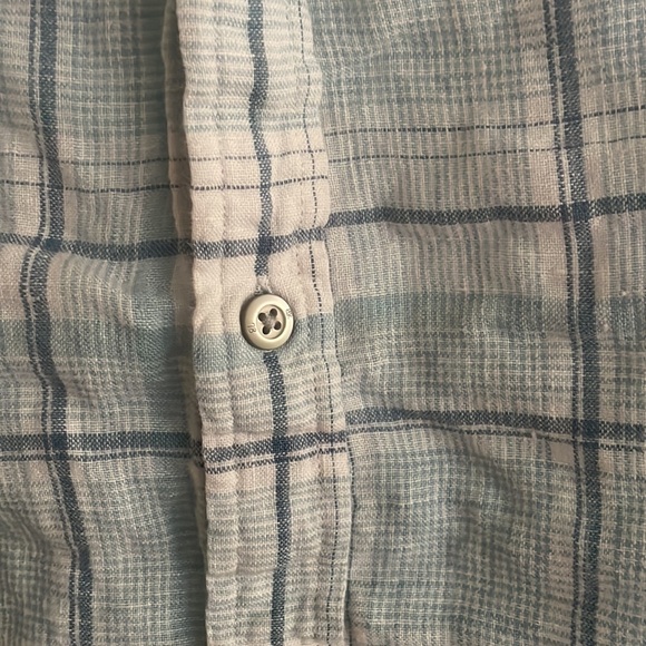 S Banana Republic Blue Plaid Linen Button Up - Picture 3 of 4